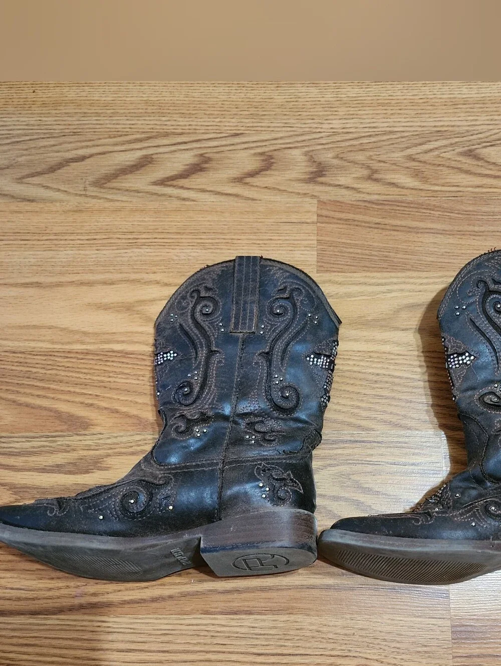 Roper Girls Cowgirl Western 09-018-1901-0098 “Faith Bling” Brown Boots sz 1